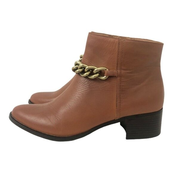 Corso Como Brown Leather Chain Ankle Boots - Picture 3 of 7